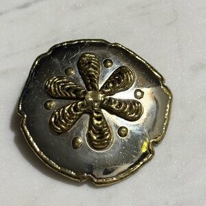 Large Two Tone Sand Dollar Brooch Pendant Made In Mexico